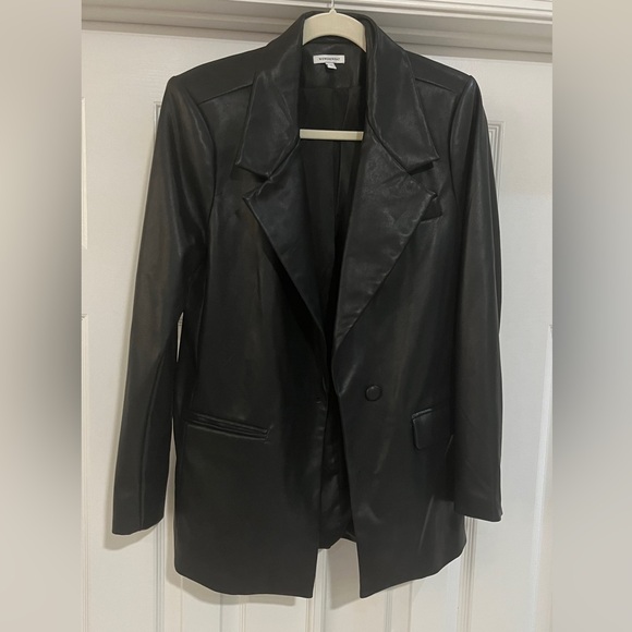 WeWoreWhat Black Faux Leather Blazer - Picture 1 of 5